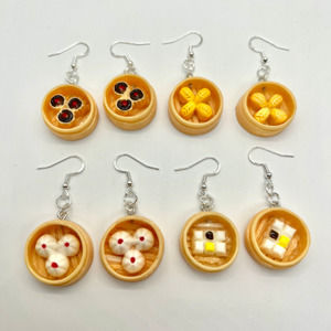 Dumpling Earrings - Dim Sum Dumplings - Steamer Earrings - Asian Earrings